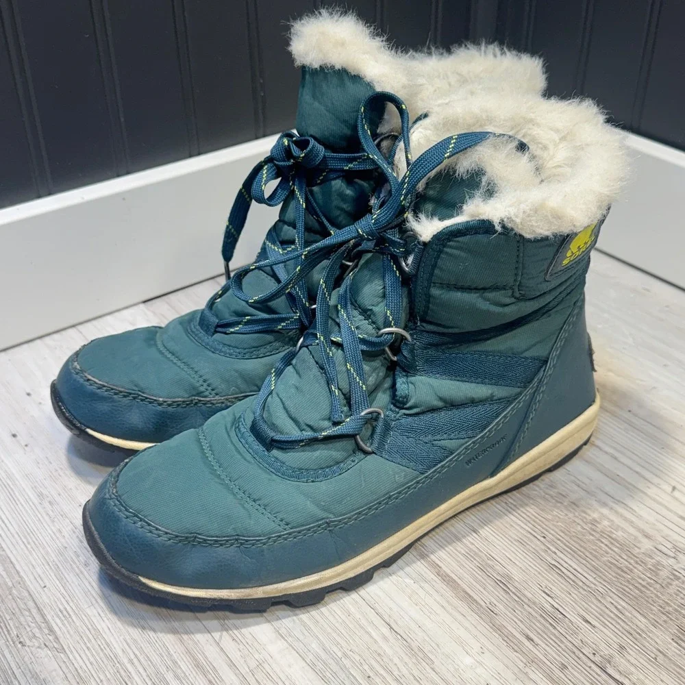 Sorel Womens Boots Size 8 Whitney Green‎ Fur Waterproof Winter NL2776-375